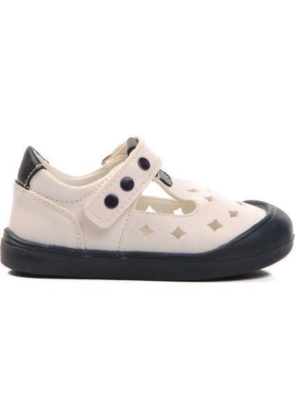 24-414 Beyaz-Lacivert Cırtlı Bebek Günlük Ayakkabı