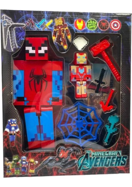 Minecraft Spiderman Avengers 8 Parça 19 cm Figür Oyuncak