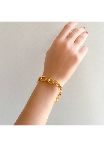 Bz Lazerli Samanyolu 22 Ayar Altın Kaplama Kadın Bileklik BLK-998 fırsatları