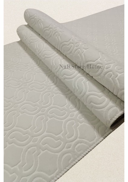 Nar Store Home Elit Krem Embos Kabartmalı Yıkanabilir Kaymaz Taban Kesme Yolluk Halı fiyatları