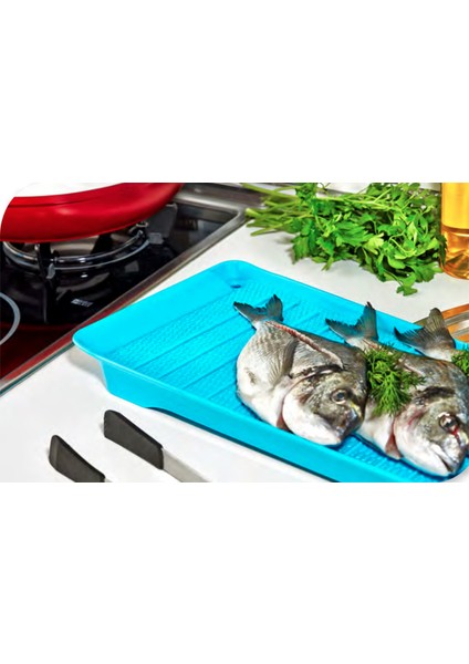 Plastik Dikdörtgen Bulaşıklık Süzmatik Balık Temizleme Tepsisi 46x22cm