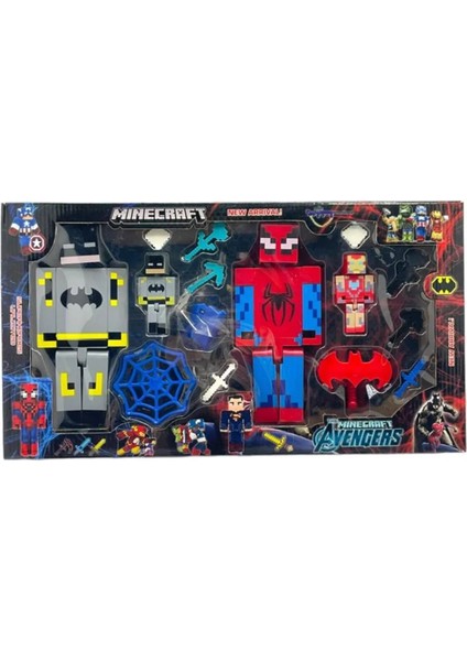 Minecraft Spiderman-Batman Büyük 2'li Figür Seti New Arrival Seri