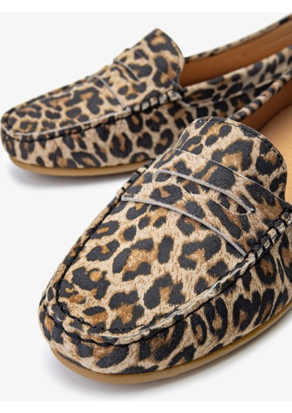 Laisa Kadın Leopar Hakiki Deri Loafer Ayakkabı 540 1250 Bn Ayk Y24 modelleri