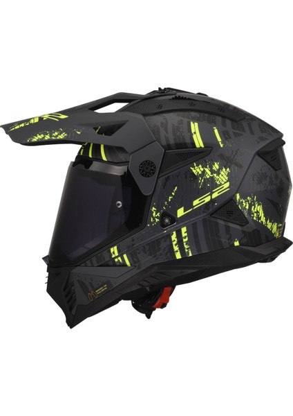 Pıoneer 2 Crazy Mat Siyah-Gri-Neon Sarı Kask