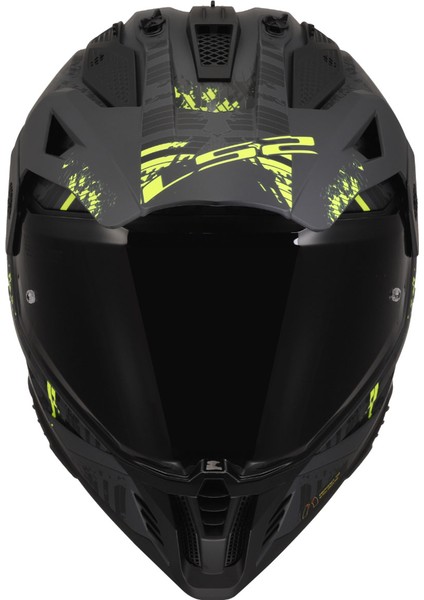 Pıoneer 2 Crazy Mat Siyah-Gri-Neon Sarı Kask