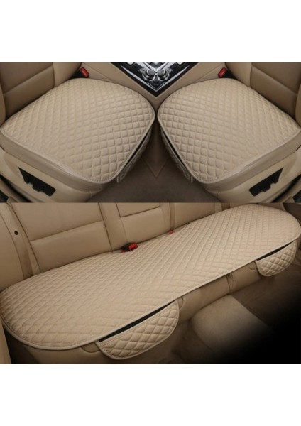 Taytüyü Lüks Kalın Kumaş Bej Capitone Oto Koltuk Minderi Koltuk Koruyucu