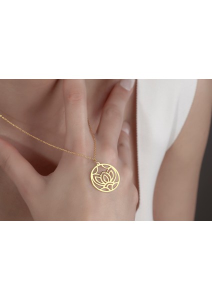 Lotus Çiçeği Mandala Gümüş KOLYE,925 Ayar Gümüş Kolye,gümüş,rose Gold,altın Kaplama Kolye