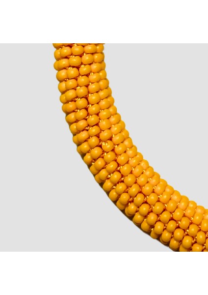 El Yapımı Iri Kum Boncuklu Bileklik -Sarı