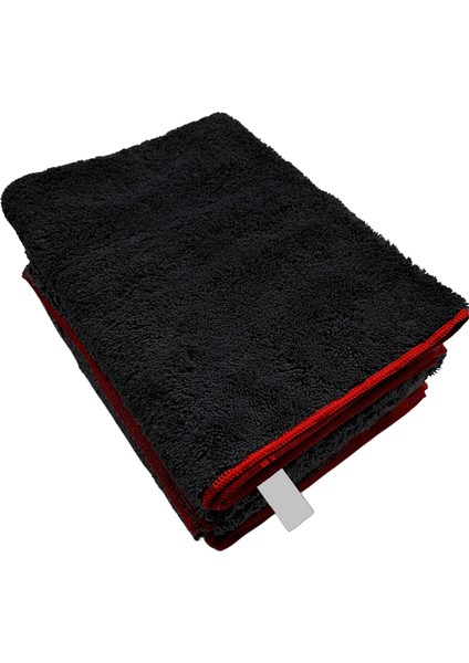 Mikrofiber Çift Yüzlü Araç Kurulama Bezi Overloklu Siyah