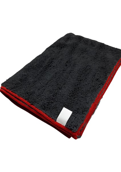 Mikrofiber Çift Yüzlü Araç Kurulama Bezi Overloklu Siyah