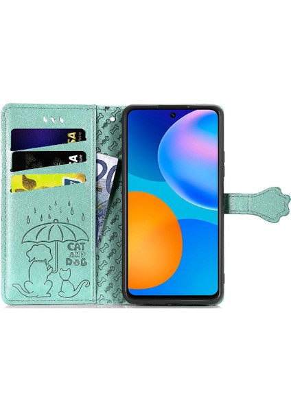 Huawei P Akıllı 2021 Karikatür Hayvanlar Için Kılıf Deri Kılıf Darbeye Çevir (Yurt Dışından)