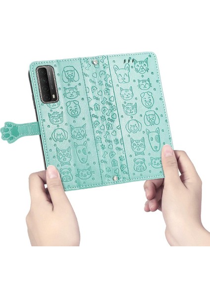 Huawei P Akıllı 2021 Karikatür Hayvanlar Için Kılıf Deri Kılıf Darbeye Çevir (Yurt Dışından)