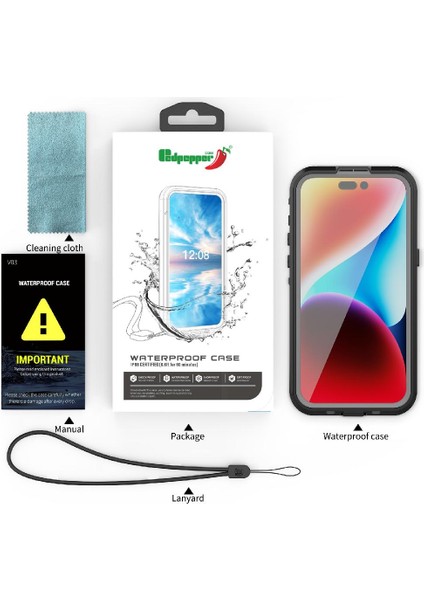 Iphone 15 Için Kılıf Pro Max 12FT Askeri Darbeye Su Geçirmez Dahili (Yurt Dışından)