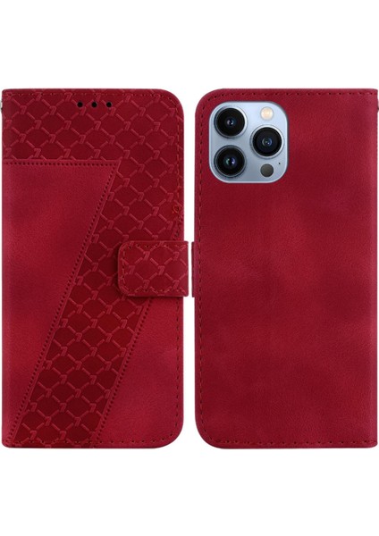 Iphone 13 Için Telefon Kılıfı Pro Kabartmalı Desen Cüzdan Kart Yuvası Fonksiyonu Pu (Yurt Dışından)