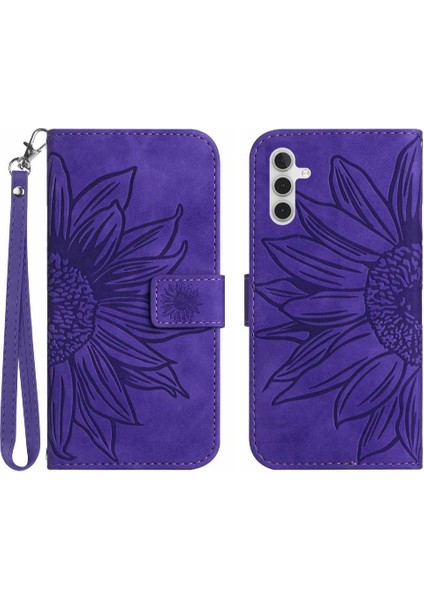 Kart Yuvaları Tutucu ile Samsung Galaxy A13 5g Kabartmalı Ayçiçeği Için Kılıf (Yurt Dışından)