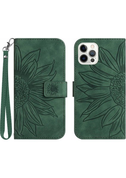 Iphone 12/12 Pro Için Kılıf Kısa Kayış Flip Cüzdan Telefon Kılıfı ile Kabartmalı (Yurt Dışından)
