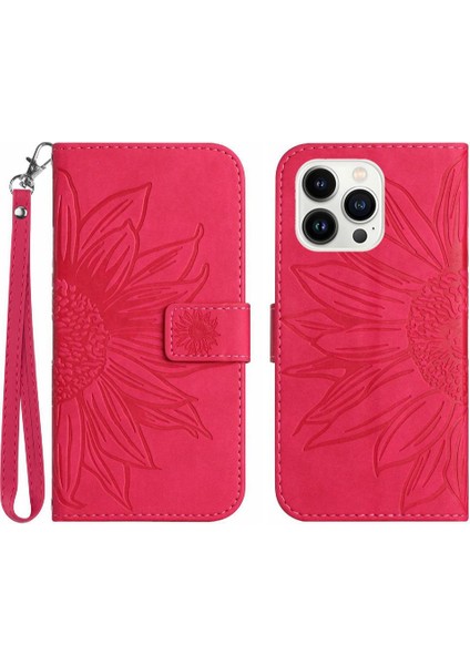 Kart Yuvaları Tutucu Kabartmalı Ayçiçeği Flip ile iphone 13 Pro Max Için Kılıf (Yurt Dışından)