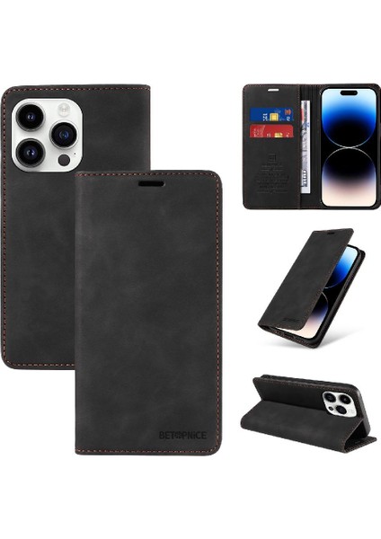 Iphone 15 Için Kılıf Pro Max Koruyucu Pu Deri Manyetik Folio Cüzdan (Yurt Dışından)