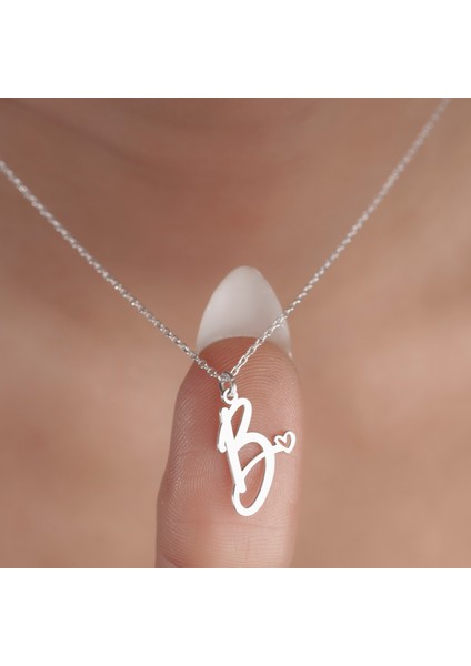Kişiye Özel Kalpli Harf Kadın Gümüş KOLYE,925 Ayar Gümüş Kolye, Gümüş, Rose Gold,altın Kaplama Kolye modelleri