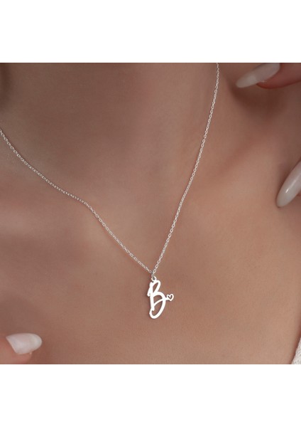 Kişiye Özel Kalpli Harf Kadın Gümüş KOLYE,925 Ayar Gümüş Kolye, Gümüş, Rose Gold,altın Kaplama Kolye fırsatları