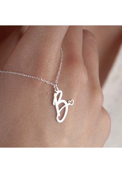 Kişiye Özel Kalpli Harf Kadın Gümüş KOLYE,925 Ayar Gümüş Kolye, Gümüş, Rose Gold,altın Kaplama Kolye indirimleri