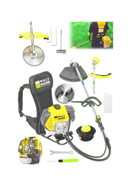 Sırt Tipi Benzinli Motorlu Ot Çalı Çim Biçme Tırpanı 11000RPM 5.9 Hp Sarı