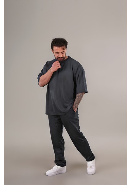 Erkek Oversize Yazlık Ince Bisiklet Yaka Rahat Kaliteli Eşofman Takımı