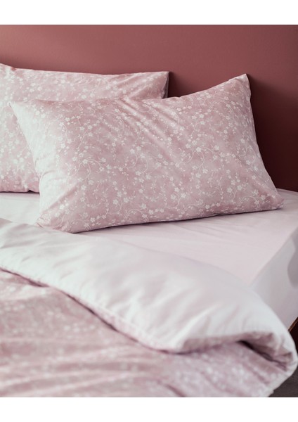 Fiance Tek Kişilik Pamuklu Baskılı Nevresim Takımı - Pudra
