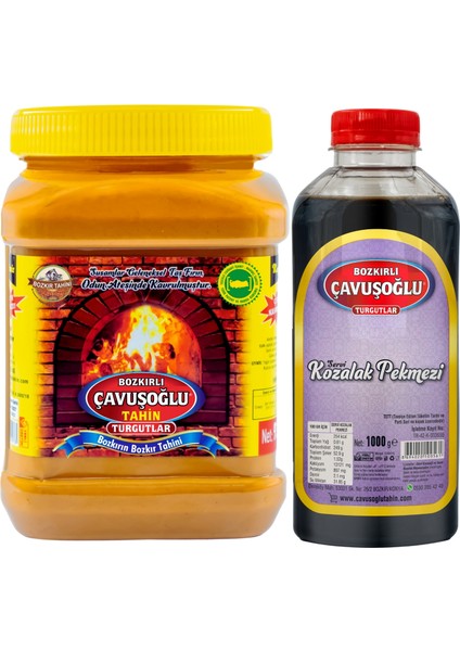Odun Ateşinde Çifte Kavrulmuş Kepeksiz Bozkır Tahini 930 gr + Kozalak Pekmezi 1000 gr