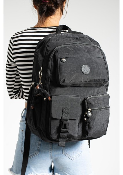 Ultra Hafif Çok Cepli Su Geçirmez Sırt Çantası Unisex Siyah Model : 571 1K