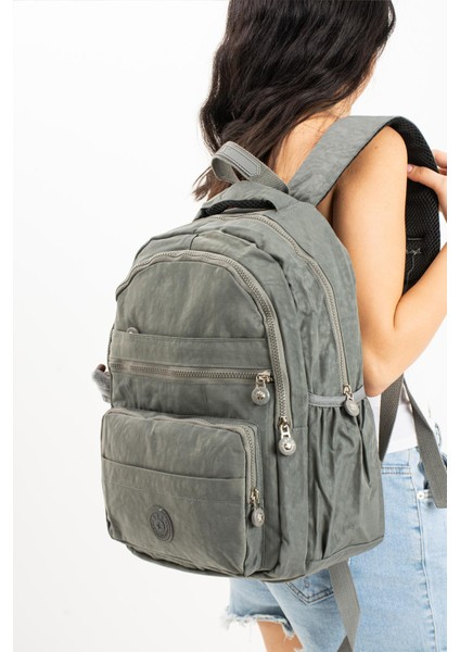 Ultra Hafif Çok Cepli Orta Boy Sırt Çantası Unisex Gri Model : 571 3E