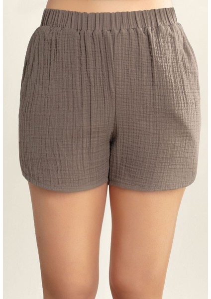 Müslin Kadın Yazlık Naturel Alt Şort modelleri