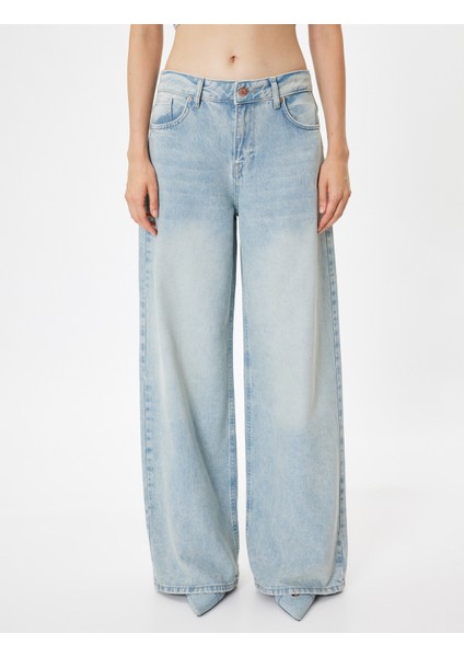 Oversize Kot Pantolon Normal Bel Uzun Bol Paça Düğmeli Cepli - Loose Straight Fit Jeans modelleri