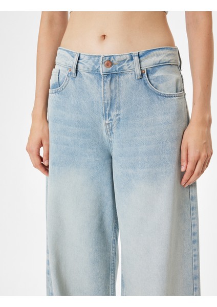 Oversize Kot Pantolon Normal Bel Uzun Bol Paça Düğmeli Cepli - Loose Straight Fit Jeans indirimleri