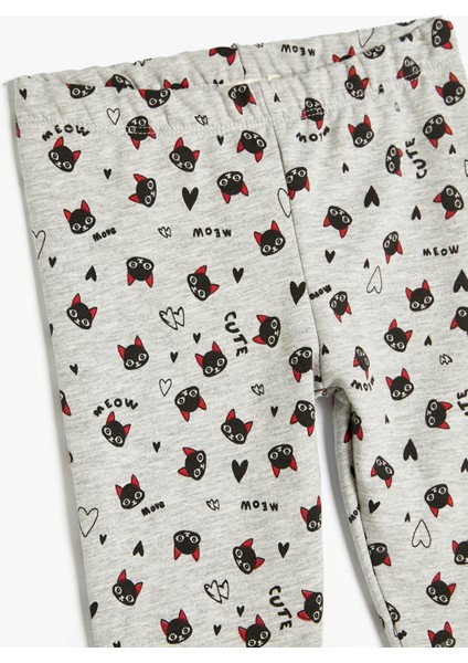 Tayt Kedi Baskılı Beli Lastikli modelleri