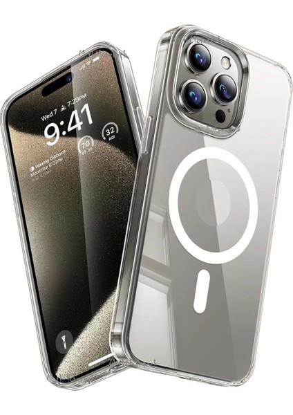 iPhone 15 Pro Max Apple Iphone 15 Pro Max Kılıf Magsafe Wireless Kablosuz Şarj Destekli Sert Şeffaf