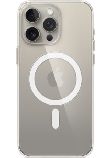 iPhone 15 Pro Max Apple Iphone 15 Pro Max Kılıf Magsafe Wireless Kablosuz Şarj Destekli Sert Şeffaf