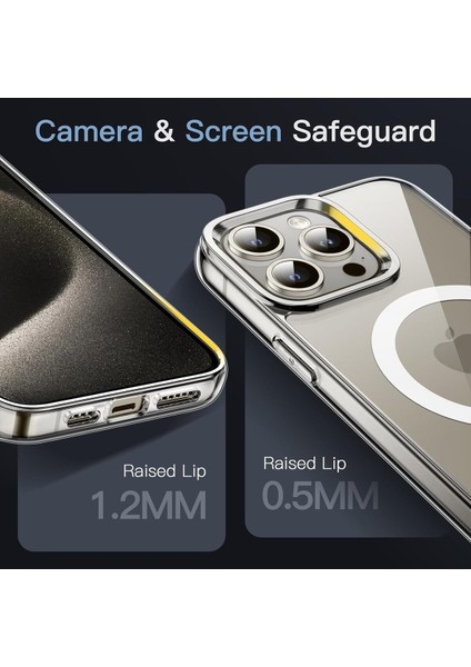 iPhone 15 Pro Max Apple Iphone 15 Pro Max Kılıf Magsafe Wireless Kablosuz Şarj Destekli Sert Şeffaf