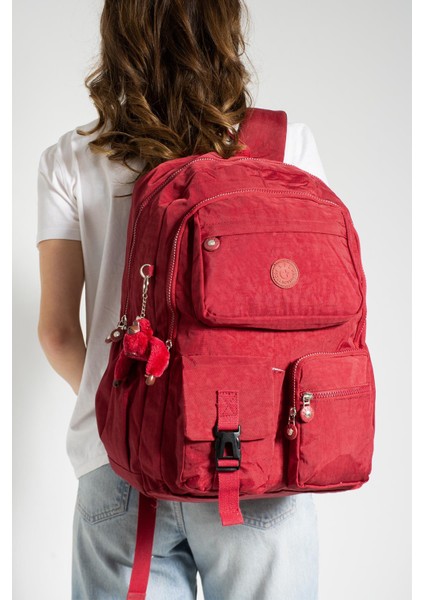 Ultra Hafif Çok Cepli Su Geçirmez Sırt Çantası Kırmızı Model : 571 1K