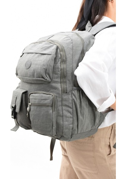 Ultra Hafif Çok Cepli Su Geçirmez Sırt Çantası Unisex Gri Model : 571 1K