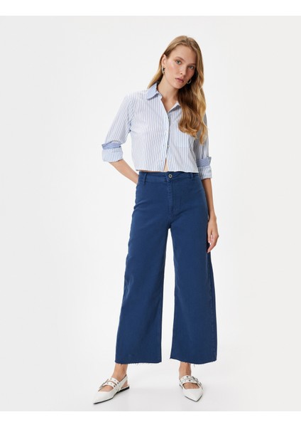 Geniş Kısa Paça Kot Pantolon Yüksek Bel - Sandra Jeans