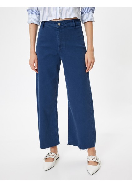 Geniş Kısa Paça Kot Pantolon Yüksek Bel - Sandra Jeans