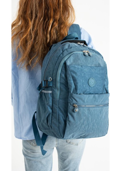 Ultra Hafif Çok Cepli Krinkıl Sırt Çantası Unisex Mavi MODEL : 571 3A
