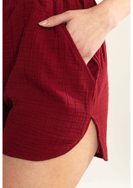 Müslin Kadın Yazlık Bordo Alt Şort fiyatları