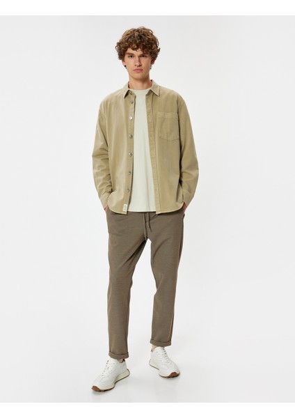 Beli Bağcıklı Pantolon Cep Detaylı Katlamalı Paça