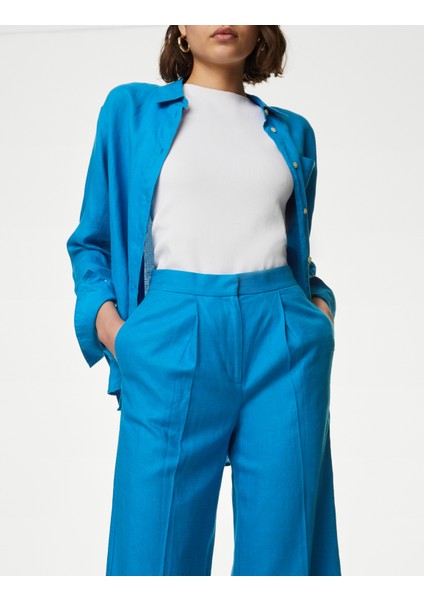 Wide Leg Crop Keten Pantolon modelleri