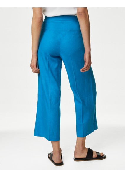 Wide Leg Crop Keten Pantolon fırsatları