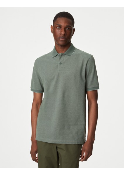 Saf Pamuklu Kısa Kollu Polo Yaka T-Shirt