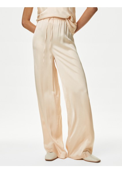 Yüksek Bel Wide Leg Saten Pantolon fiyatları
