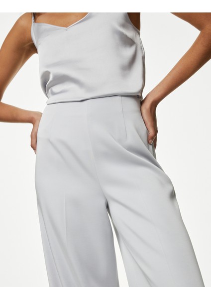 Yüksek Bel Wide Leg Saten Pantolon modelleri